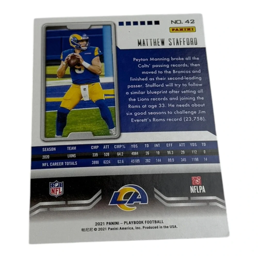 2021 Panini‎ Playbook Football Matthew Stafford Los Angeles Rams Card 42 NFL QB